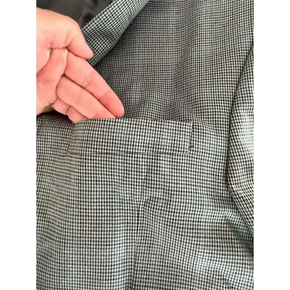 Ralph Lauren Men's Glen Plaid‎ Blazer Black 40R Two-Button Formal
